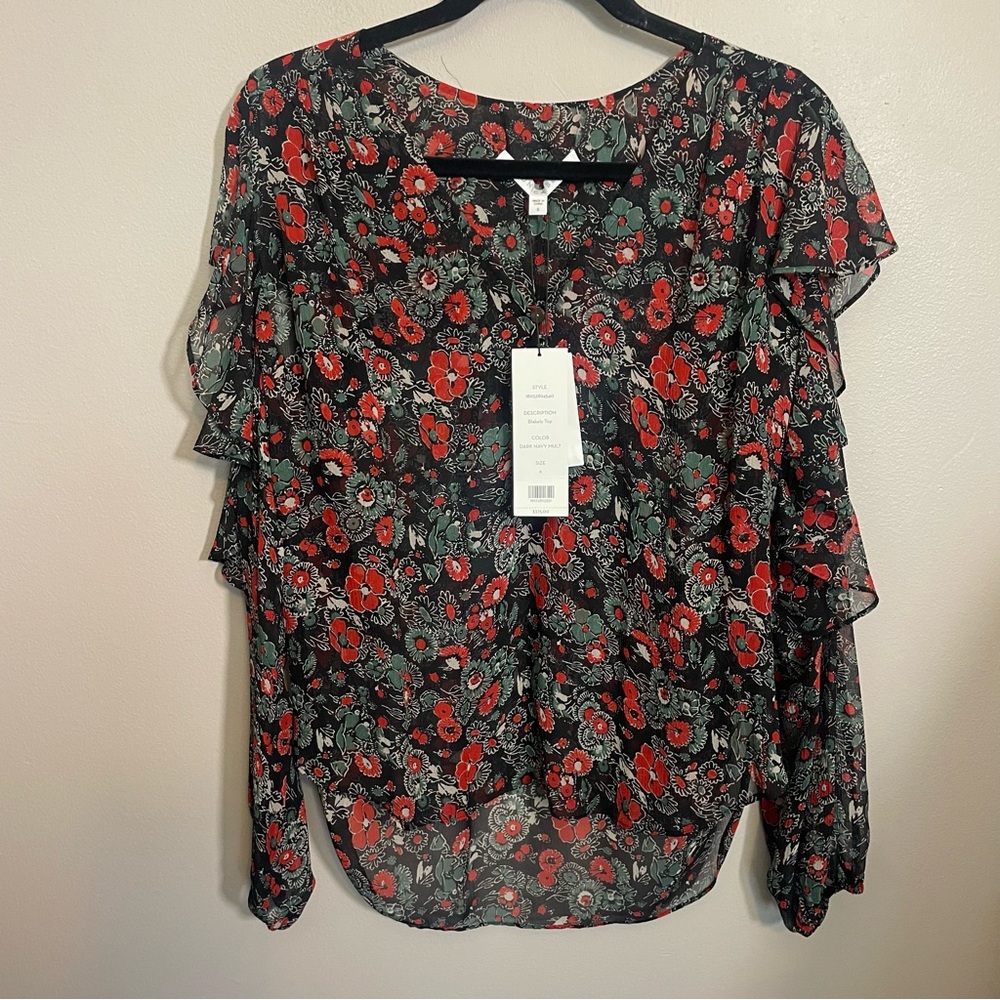 Veronica Beard Blakey Top Silk Sheer Blouse BOHO NWT $375